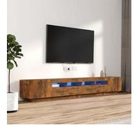 vidaXL Ensemble de Meubles TV avec Lumières LED 3 pcs Centres de Divertissement Armoires Multimédia Meubles de Salle de Séjour Chêne Fumé