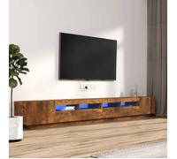 vidaXL Ensemble de meubles TV 3 pièces avec lumières LED – Chêne fumé