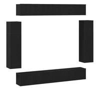 vidaXL Ensemble de meubles TV de 8 pièces en bois noir et chêne, solution moderne pour ranger ton salon, meuble de divertissement, organiseur pour tes médias, meuble rectangulaire pour le streaming.