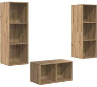 vidaXL Ensemble de meubles TV Fixé au mur Chêne artisanal 37 x 37 x 107 cm