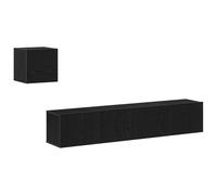 vidaXL Ensemble de Meubles TV Mural 4 pièces en chêne Noir - Meuble Flottant avec 3 étagères en Bois d'ingénierie pour Le Salon et Le Home cinéma, avec Rangement Cube et étagères modulables