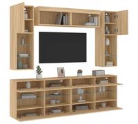 Vidaxl Ensemble De Meubles Tv Muraux 6pcs Et Lumières Led Chêne Sonoma Multicolore