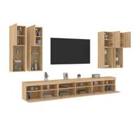 Vidaxl Ensemble De Meubles Tv Muraux 7pcs Et Lumières Led Chêne Sonoma Multicolore