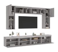 vidaXL Ensemble de meubles TV muraux 8 pcs et lumières LED sonoma gris Multicolore