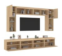 Vidaxl Ensemble De Meubles Tv Muraux 8pcs Et Lumières Led Chêne Sonoma Multicolore