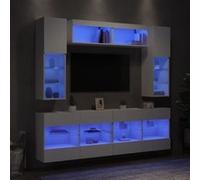 vidaXL Ensemble de Meubles TV Muraux avec Lumières LED 6 pcs, Armoires de Télévision Suspendues, Ensemble de Meubles Télé Flottants de Salon, Blanc Blanc G