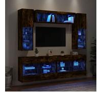 vidaXL Ensemble de Meubles TV Muraux et Lumières LED 6 pcs, Armoires de Télévision Suspendues, Ensemble de Meubles Télé 3216801