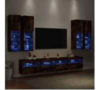 vidaXL Ensemble de meubles TV muraux 3216775 – 7 pièces, LED, suspendus – Chêne fumé