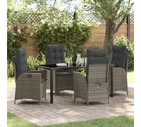 vidaXL Ensemble de jardin 5 pcs Gris Poly-Rotin