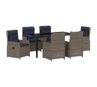 vidaXL Ensemble de mobilier de Jardin 7 pièces en Rattan Poly Gris