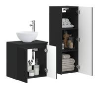 vidaXL Ensemble de mobilier de Salle de Bain 2 pc Noir
