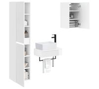 vidaXL Ensemble de mobilier de Salle de Bain 3 pc Blanc Brillant
