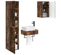 vidaXL Ensemble de mobilier de Salle de Bain 3 pc Chêne fumé