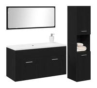 vidaXL Ensemble de meubles de salle de bain 3 pièces en chêne noir en bois aggloméré