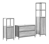 vidaXL Ensemble de mobilier de Salle de Bain 3 pcs Sonoma Gris, Rangement spacieux, Placard rectangulaire pour Salle de Bain, Bois agencé, Meuble intérieur Chic, Solution compacte