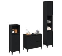 vidaXL Ensemble de mobilier de Salle de Bain 3 pièces Chêne Noir | Pas mal d'espace pour garder toutes tes affaires en ordre, Un style stylé qui va bien dans toutes les salles de bain,