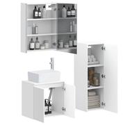 vidaXL Ensemble de mobilier de Salle de Bain 4 pcs Blanc, Ensemble de Salle de Bain, Meuble au Design Moderne, Miroir, LED Mural, Coiffeuse Gain de Place