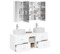 vidaXL Ensemble de mobilier de Salle de Bain 4 pcs Blanc, Set de Rangement pour Salle de Bains Chic, Meuble Moderne, Armoire Fonctionnelle, unité Murale, Design Compact