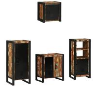 vidaXL Ensemble de mobilier de Salle de Bain 4 pcs Bois Recyclé Solide, Mobilier de Salle de Bain, rangements Modernes rectangulaires, cabinets muraux élégants, Ensemble déco Gain d'espace