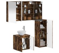 vidaXL Ensemble de mobilier de Salle de Bain 4 pcs Chêne fumé,