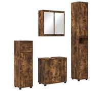 Vidaxl Ensemble De Mobilier De Salle De Bain 4 Pcs Chêne Fumé