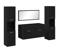 Ensemble de meubles de salle de bain - Chêne noir - 4 pièces - Bois d'ingénierie - Style contemporain