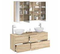 vidaXL Ensemble de mobilier de Salle de Bain 4 pcs Chêne Sonoma,