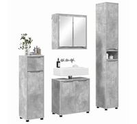 vidaXL Ensemble de mobilier de Salle de Bain 4 pcs Gris béton, Ensemble de Salle de Bain Moderne, Rangement Spacieux, Design Rectangulaire, Miroir Élégant, Organisateurs Compacts