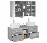 vidaXL Ensemble de mobilier de Salle de Bain 4 pcs Sonoma Gris, Set de Rangement pour Salle de Bains Chic, Meuble Moderne, Armoire Fonctionnelle, unité Murale, Design Compact