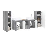 vidaXL Ensemble de mobilier de Salle de Bain 5 pc Sonoma Gris