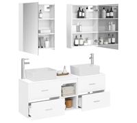 vidaXL Ensemble de mobilier de Salle de Bain 5 pcs Blanc, Ensemble de Meubles de Salle de Bain Moderne, Miroir LED, unité Murale, Solution de Rangement Efficace