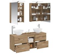 vidaXL Ensemble de mobilier de Salle de Bain 5 pcs Chêne Artisanal, Ensemble de Salle de Bain LED Moderne, Miroir Mural, Espace de Rangement Pratique, Meubles compacts, Design Contemporain