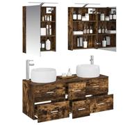 vidaXL Ensemble de mobilier de Salle de Bain 5 pcs Chêne fumé,