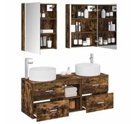vidaXL Ensemble de mobilier de Salle de Bain 5 pcs Chêne fumé,