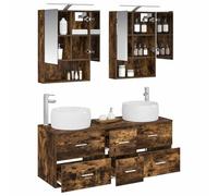 vidaXL Ensemble de mobilier de Salle de Bain 5 pcs Chêne fumé,