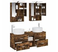 vidaXL Ensemble de mobilier de Salle de Bain 5 pcs Chêne fumé,