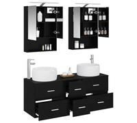 vidaXL Ensemble de mobilier de Salle de Bain 5 pcs Chêne Noir,