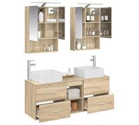 vidaXL Ensemble de mobilier de Salle de Bain 5 pcs Chêne Sonoma, Ensemble de Meubles Modernes, Design élégant, rangements Pratiques, armoires Gain de Place pour la Maison