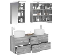 vidaXL Ensemble de mobilier de Salle de Bain 5 pcs Sonoma Gris,