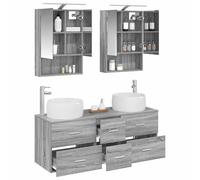 vidaXL Ensemble de mobilier de Salle de Bain 5 pcs Sonoma Gris,