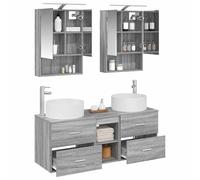 vidaXL Ensemble de mobilier de Salle de Bain 5 pcs Sonoma Gris,