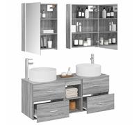 vidaXL Ensemble de mobilier de Salle de Bain 5 pcs Sonoma Gris,