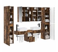 vidaXL Ensemble de mobilier de Salle de Bain 6 pcs Chêne fumé,
