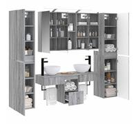 vidaXL Ensemble de mobilier de Salle de Bain 6 pcs Sonoma Gris,