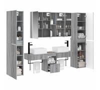 vidaXL Ensemble de mobilier de Salle de Bain 6 pcs Sonoma Gris,