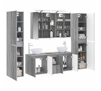 vidaXL Ensemble de mobilier de Salle de Bain 6 pcs Sonoma Gris,