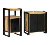 vidaXL Ensemble de mobilier de Salle de Bain avec étagère 2 pcs, Ensemble de Meubles de Salle de Bain Industriel, Design rectangulaire, Rangement Style Urbain, Essentiels Modernes