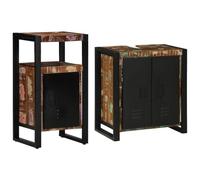 vidaXL Ensemble de mobilier de Salle de Bain avec étagère 2 pcs, Ensemble de Meubles de Salle de Bain Industriel, Design rectangulaire, Rangement Style Urbain, Essentiels Modernes