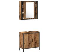Vidaxl Ensemble De Meubles De Salle De Bain 2 Pièces En Bois Ancien