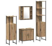 vidaXL Ensemble de mobilier de Salle de Bain avec étagère 4 pcs Marron, Ensemble de Meubles de Salle de Bain, Rangement spacieux, Design Moderne, Chic et Efficace
